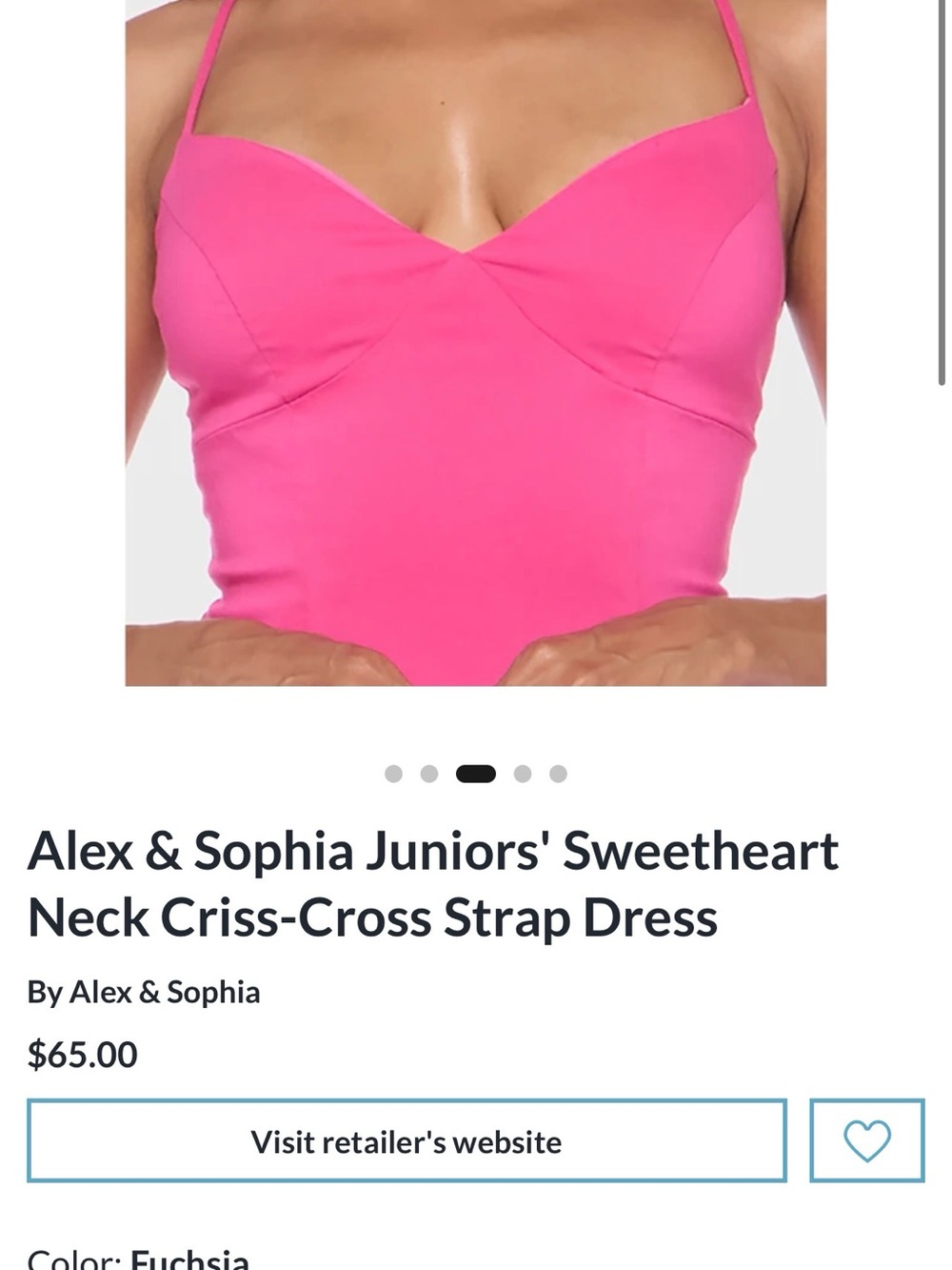 Alex & Sophia Fuchsia Sweetheart Neck Dress